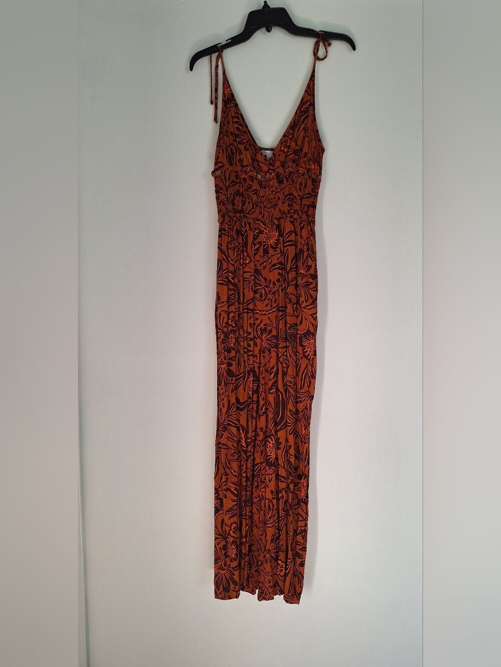 Patrons Of Peace Floral Jumpsuit with Smocked Waist Size S